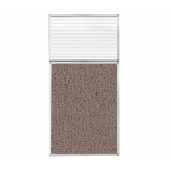 Hush Panel Configurable Cubicle Partition 3' x 6' W/ Window Latte Fabric Clear Fluted Window